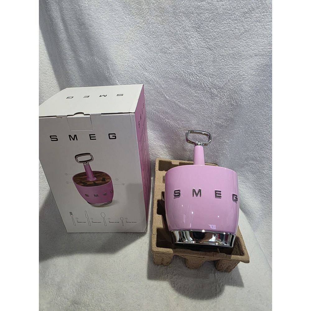 New SMEG Cutlery Caddy (Only Holder) Pastel Pink 50's Style Limited Edition Rare